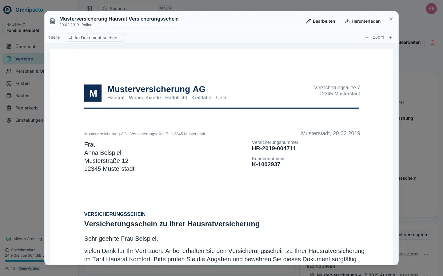 Dokumentenviewer mit einer Police